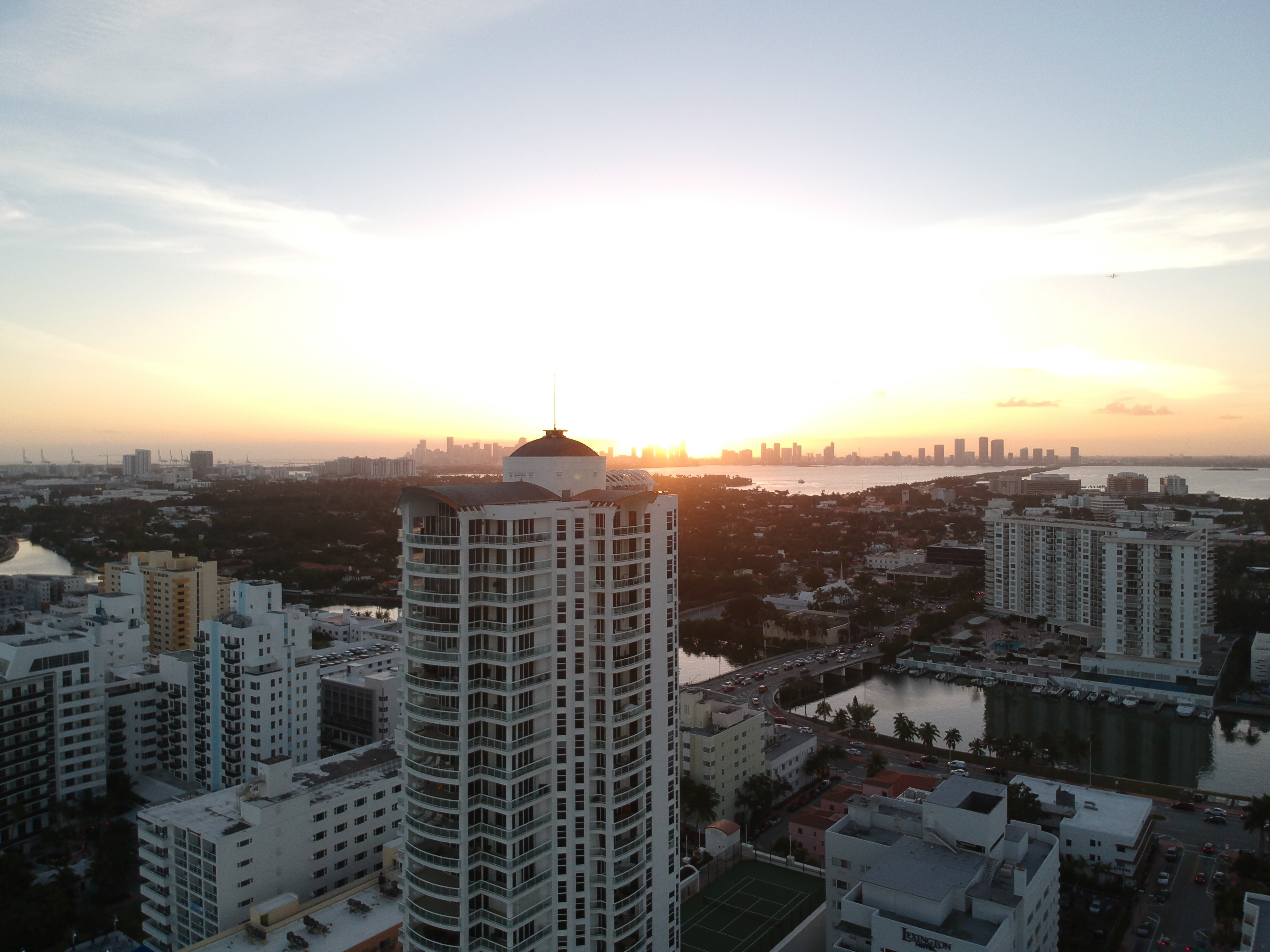 skyline at sunset
